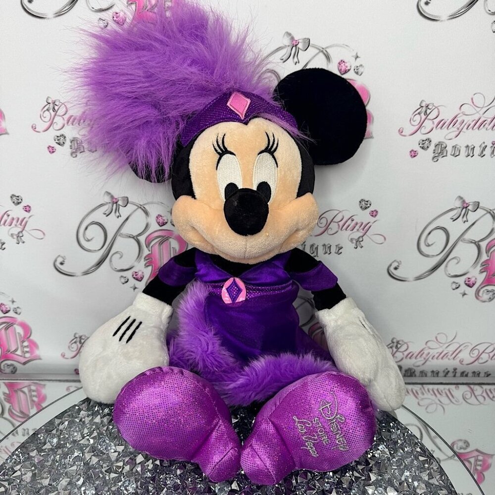 Disney Las Vegas store rare collectors feather Plush Minnie Mouse Toy Purple